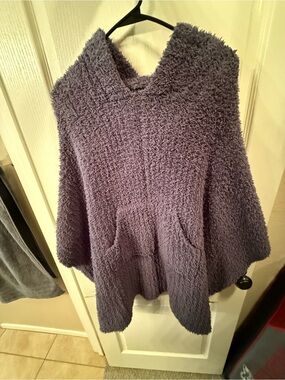 Barefoot Dreams Cozy Plush Hooded Poncho Sweater